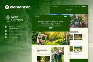 Risegarden – Landscape & Gardening Service Elementor Template Kit