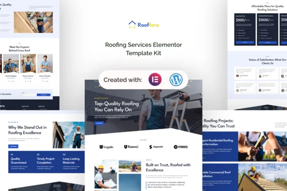 rooffero roofing services elementor template kit 1