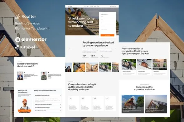 roofter roofing services elementor template kit 1