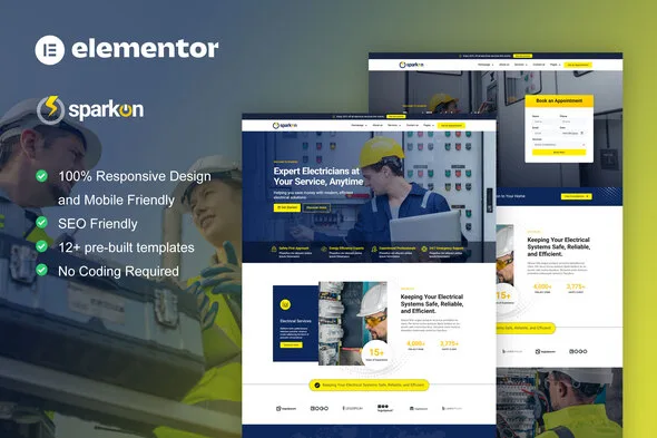 sparkon electrical installation maintenance service elementor pro template kit 1