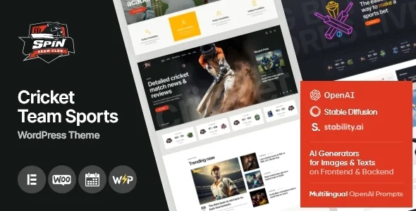 spin cricket team sports wordpress theme ai 1