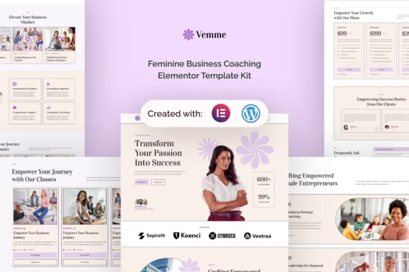 vemme feminine business coaching elementor template kit 1