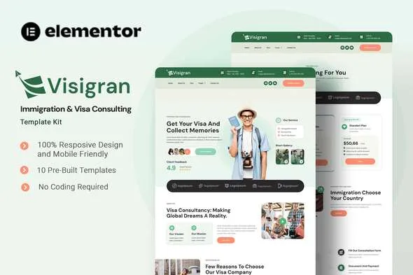 visigran immigration visa consulting elementor template kit 1
