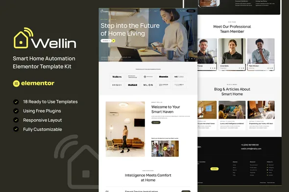 wellin smart home automation elementor template kit 1