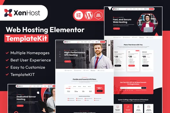 xenhost web hosting elementor template kit 1