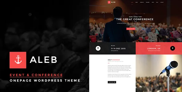 Aleb – Event Landing Page WordPress Theme for Conference Marketing
