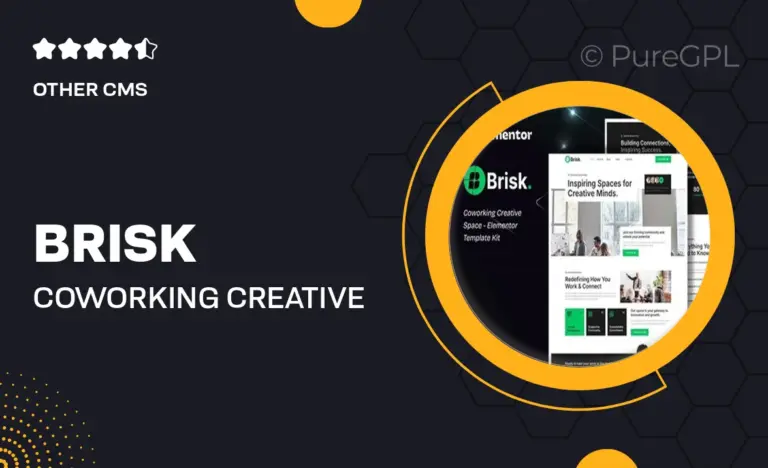 brisk coworking creative space elementor template kit