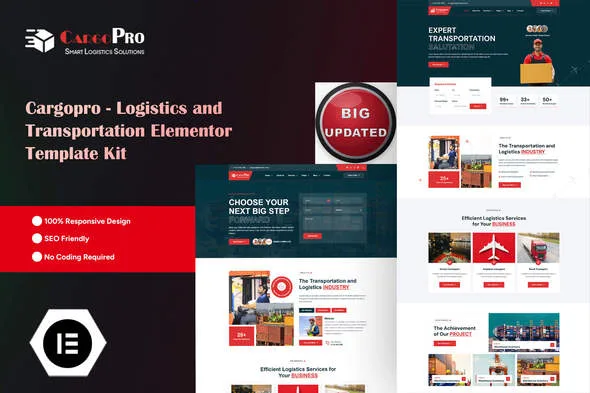 cargopro logistics transportation elementor pro template kit 1
