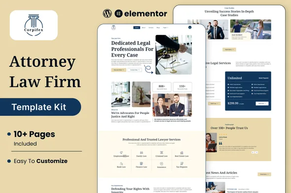 corpifex lawyer attorney law firm elementor template kit 1