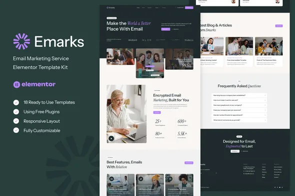 emarks email marketing service elementor template kit 1