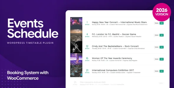 events schedule wordpress events calendar plugin 1