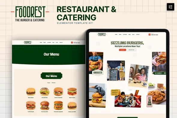 foodrest restaurant catering elementor template kit 1