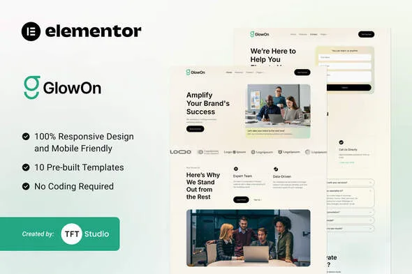 glowon digital marketing agencies modern elementor template kit 1