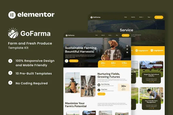 gofarma farm fresh produce elementor template kit 1