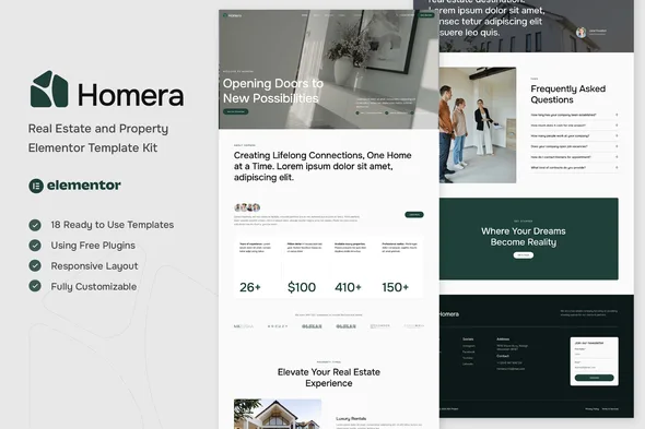 homera real estate property elementor template kit 1