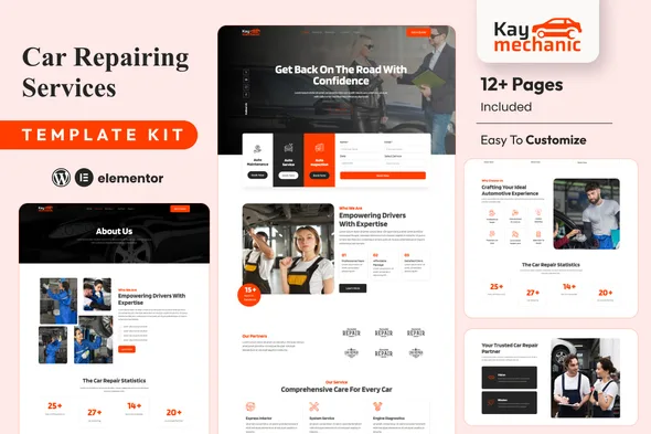 kaymechanic car repair auto service elementor template kit 1