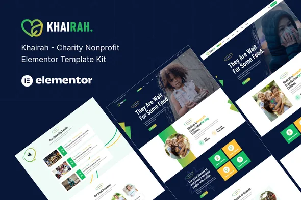 khairah nonprofit charity elementor template kit 1