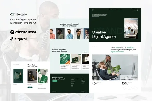 nextify creative digital agency portfolio elementor template kit 1