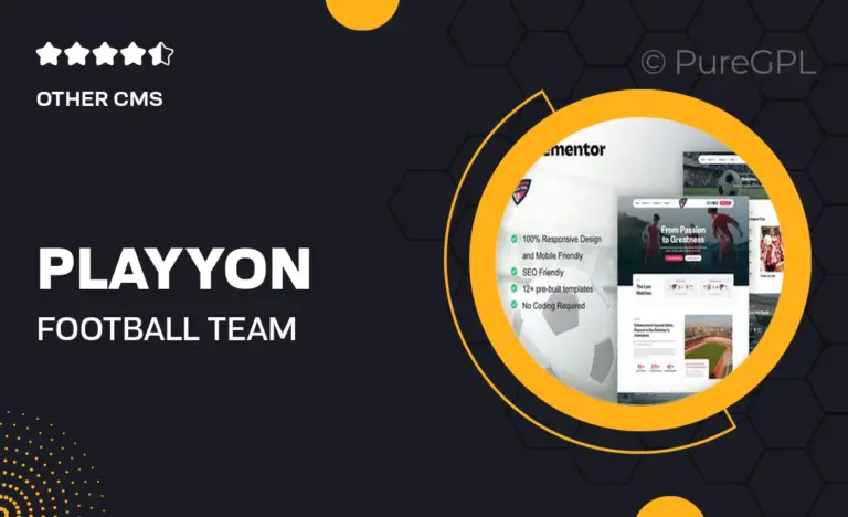 playyon football team sports academy elementor pro template kit