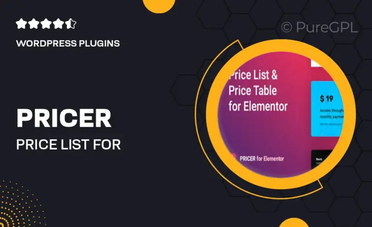 pricer price list for elementor