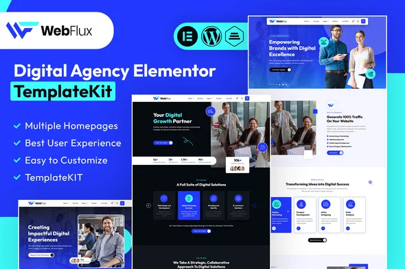 webflux digital agency elementor template kit 1