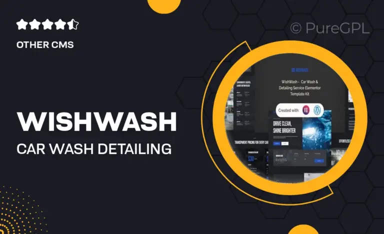 wishwash car wash detailing service elementor template kit