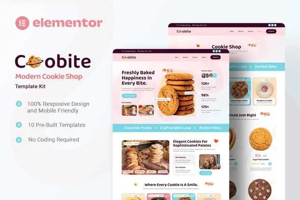 coobite modern cookie shop elementor template kit 1