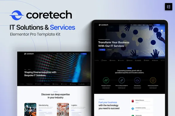 coretech it solutions services elementor pro template kit 1