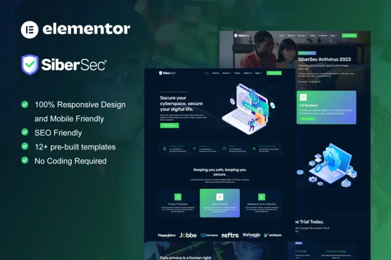 cybersec cyber security services elementor template kit 1
