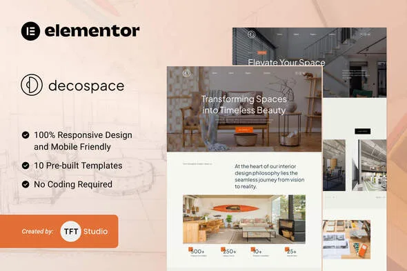 decospace sleek home decor elementor template kit 1