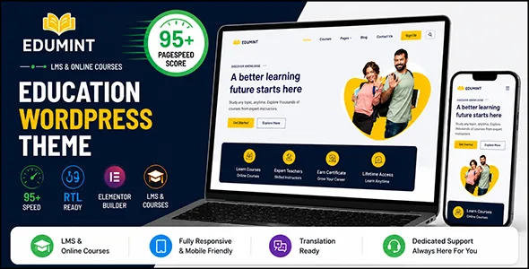 Edumint – LMS, Online Courses, Education WordPress Theme