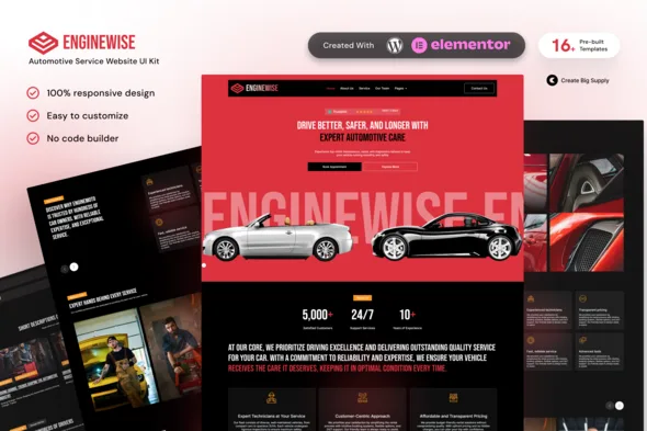 enginewise automotive service elementor template kit 1