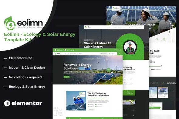 Eolimn – Ecology & Solar Energy Elementor Template Kit