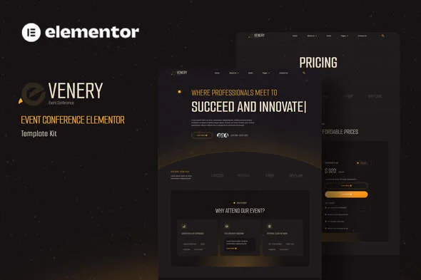 evenery event conference elementor template kit 1