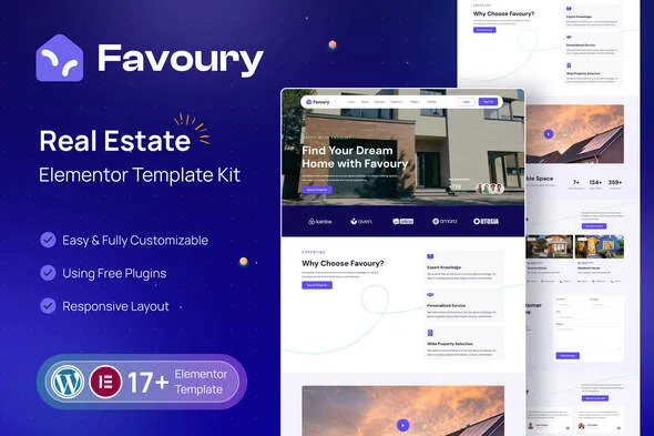 favoury property agency elementor template kit 1