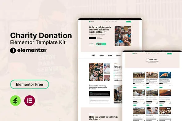 givvy charity donation elementor template kit 1