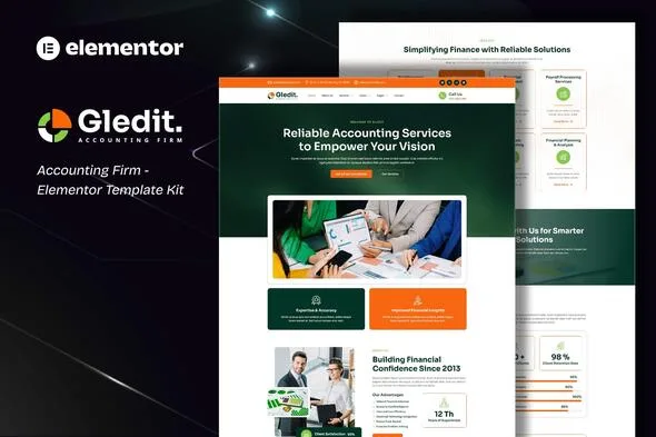 gledit accounting firm elementor template kit 1