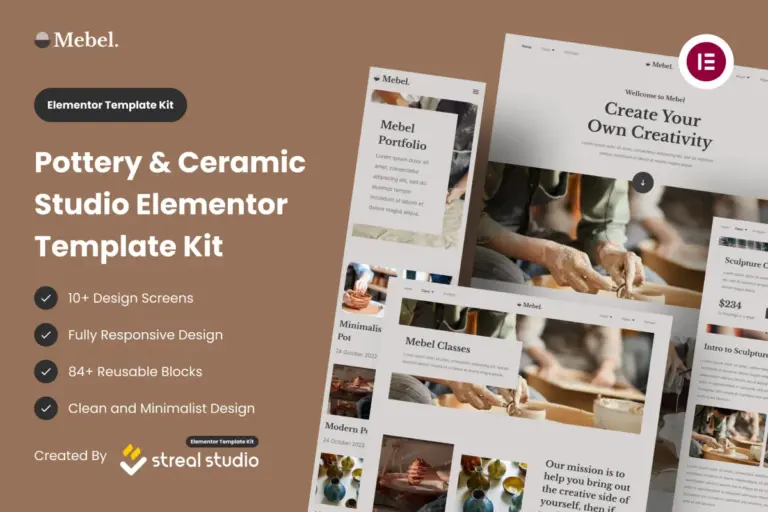 mebel pottery ceramic studio elementor template kit 1