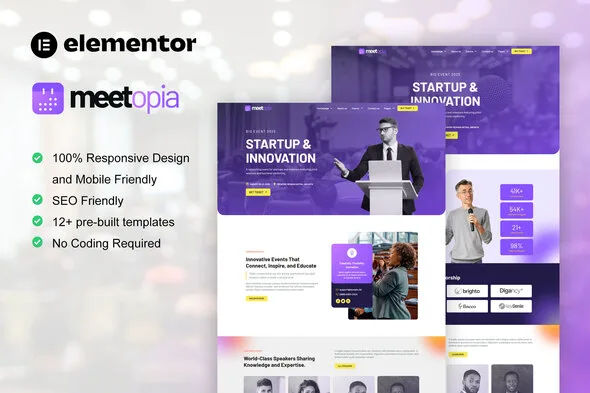meetopia event conference elementor pro template kit 1