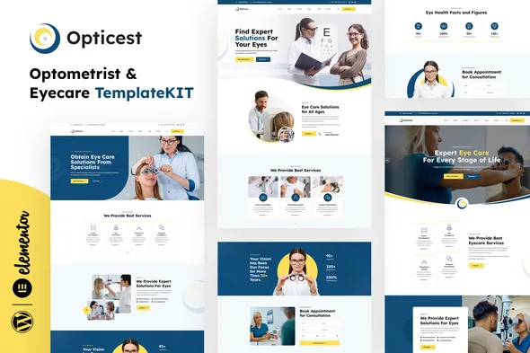 opticest optometrist eyecare elementor template kit 1