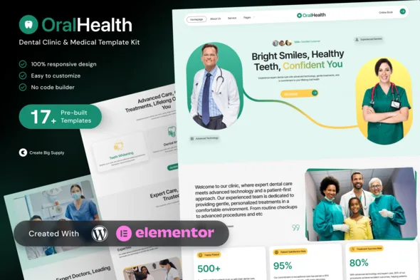 oralhealth dental clinic medical elementor template kit 1