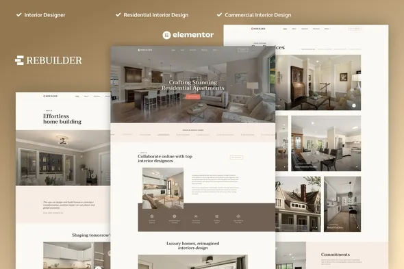 rebuilder architecture interior design elementor pro template kit 1