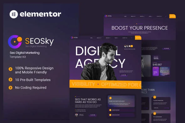 seosky seo digital marketing elementor template kit 1
