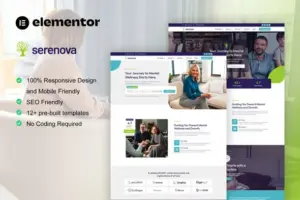 Serenova – Psychology & Mental Health Elementor Pro Template Kit