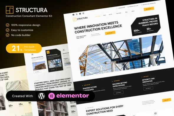 structura construction consultant elementor template kit 1