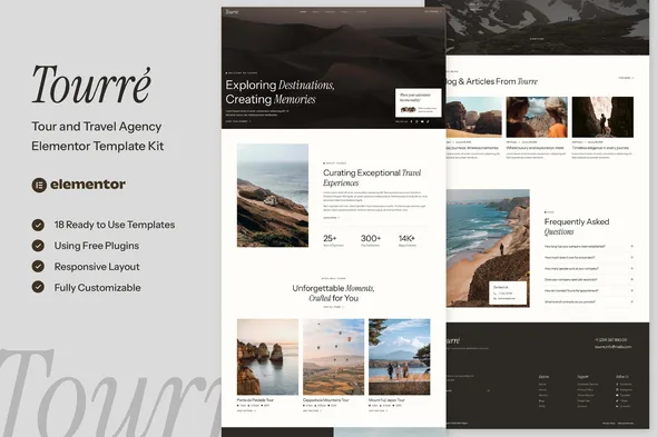 tourre travel tour agency elementor template kit 1