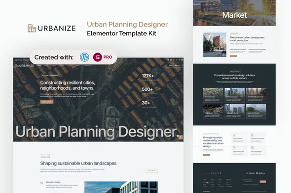 urbanize urban planning designer elementor template kit 1