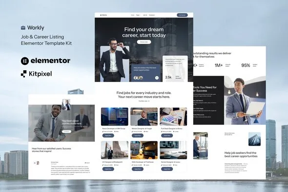 workly job listing career recruitment elementor template kit 1