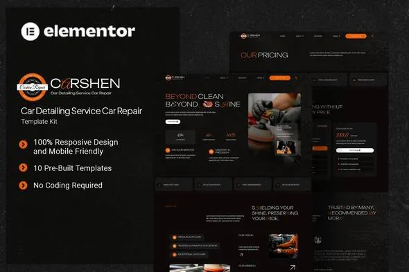carshen car detailing service car repair elementor template kit 1