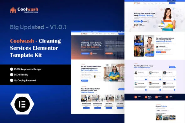 coolwash cleaning services elementor pro template kit 1